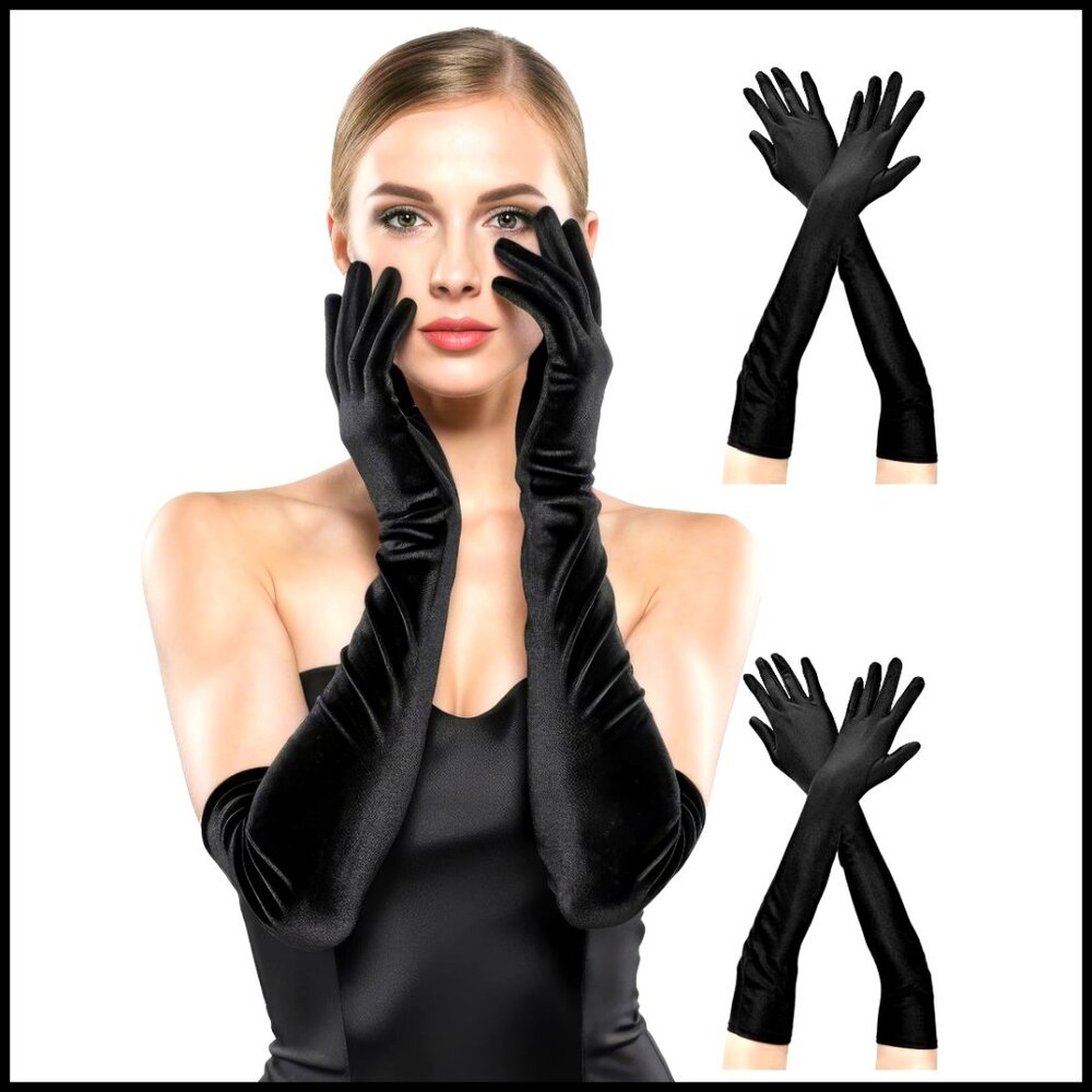 Satin Opera Gloves Formal Elegant Stretchy Long Gloves Costume Accessories